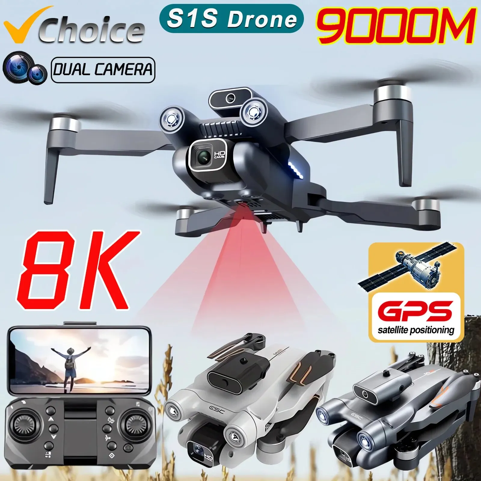Drone Kit Professional - S1S Drone kamera GPS 5G 8K